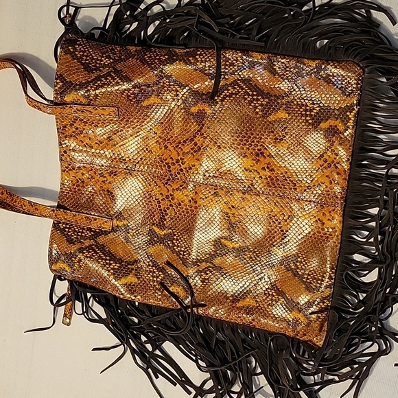 Via Repubblica Snake Skin Fringe Satchel - Picture 10 of 10